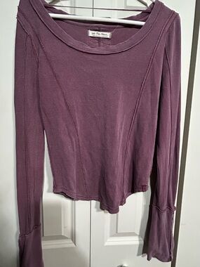 We The Free Long Sleeve Scoop-Neck Top in Plum